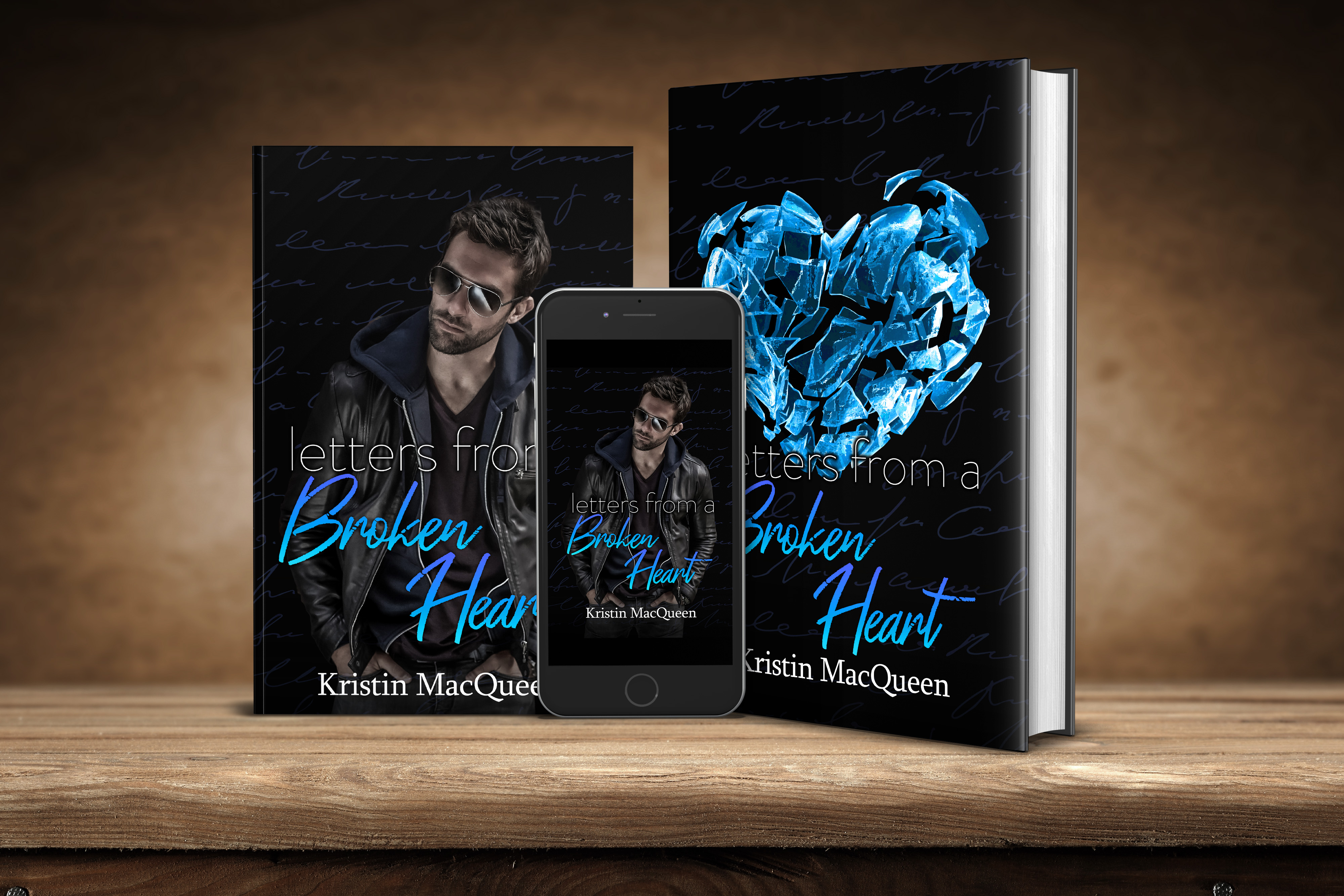 Ebook, Paperback, and Hardback covers of Letters From a Broken Heart
