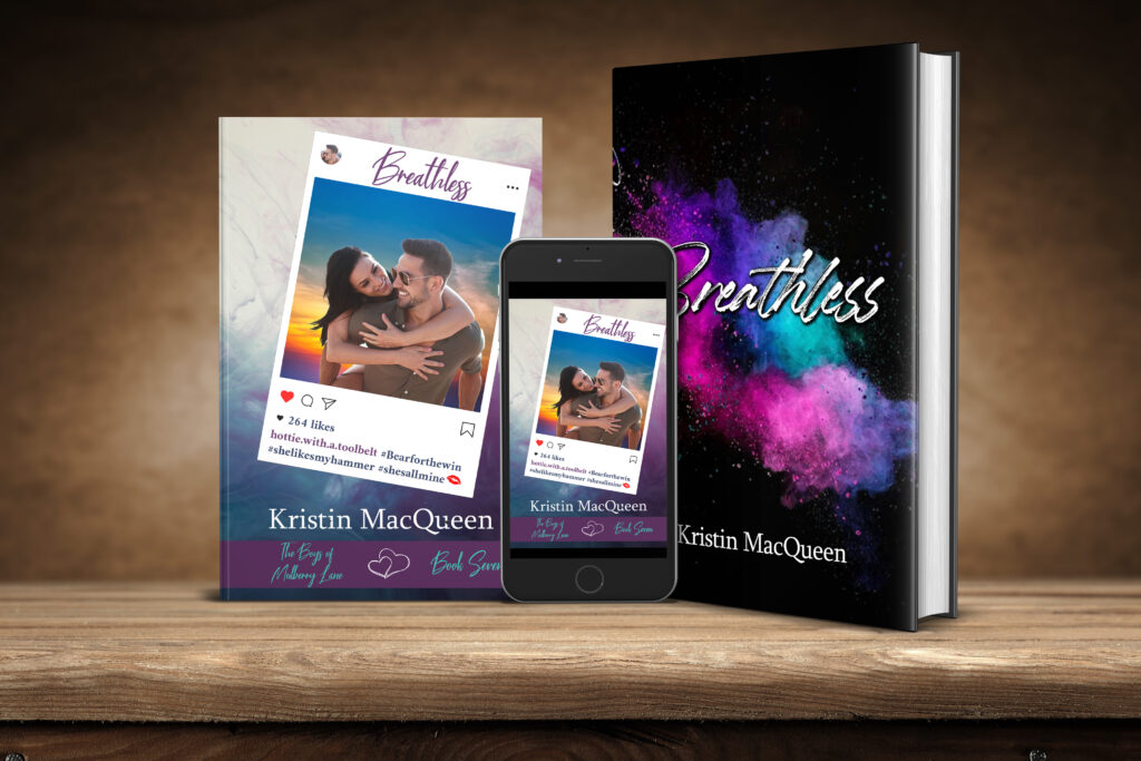 Ebook, Paperback, and Hardback covers of Breathless