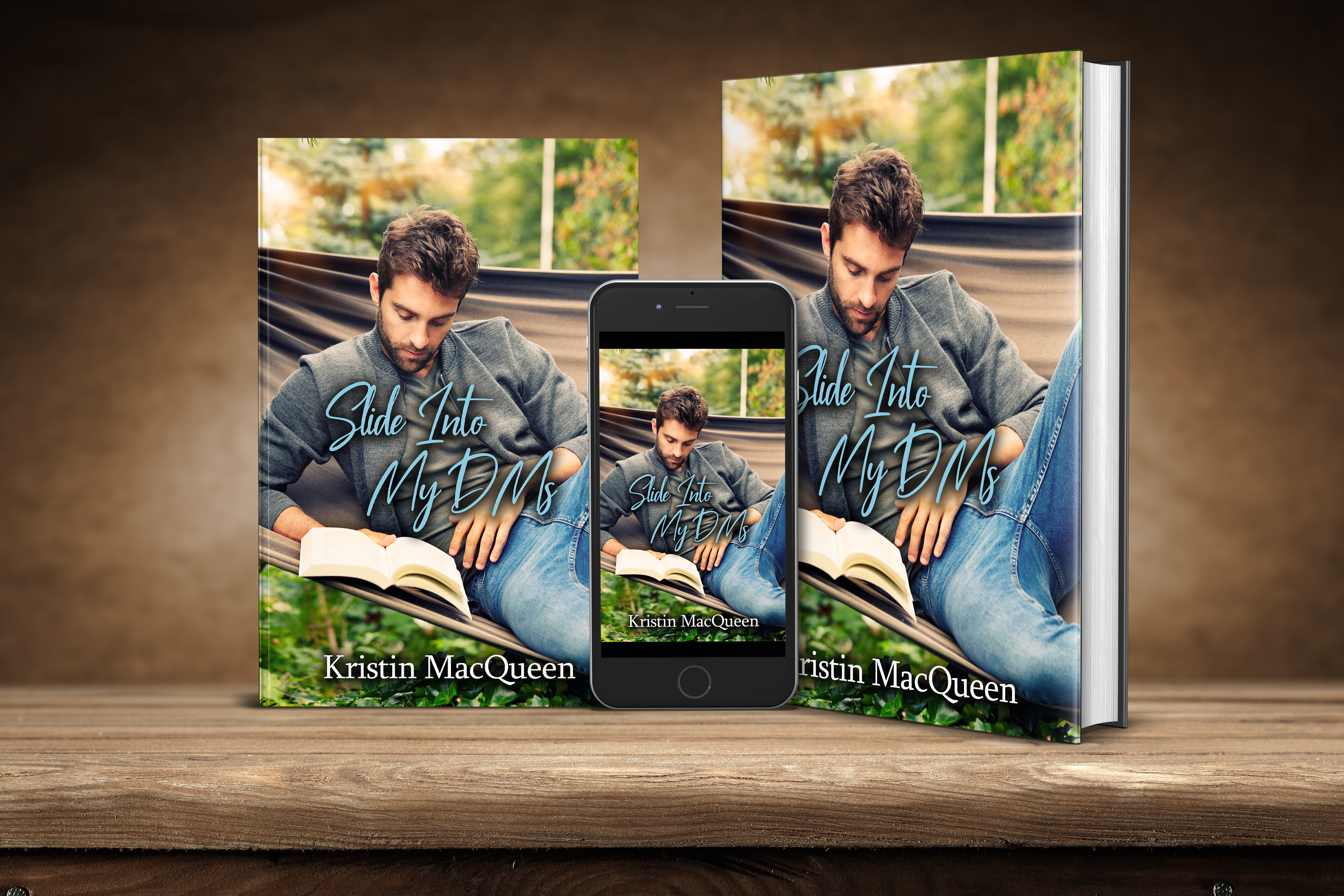 ebook, paperback, and hardback covers for Slide into my DMs